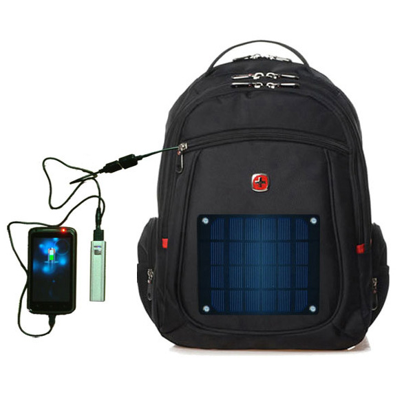 2.8watt solar swissgear backpack, outdoor solar travel backpack with 2.6Ah power bank