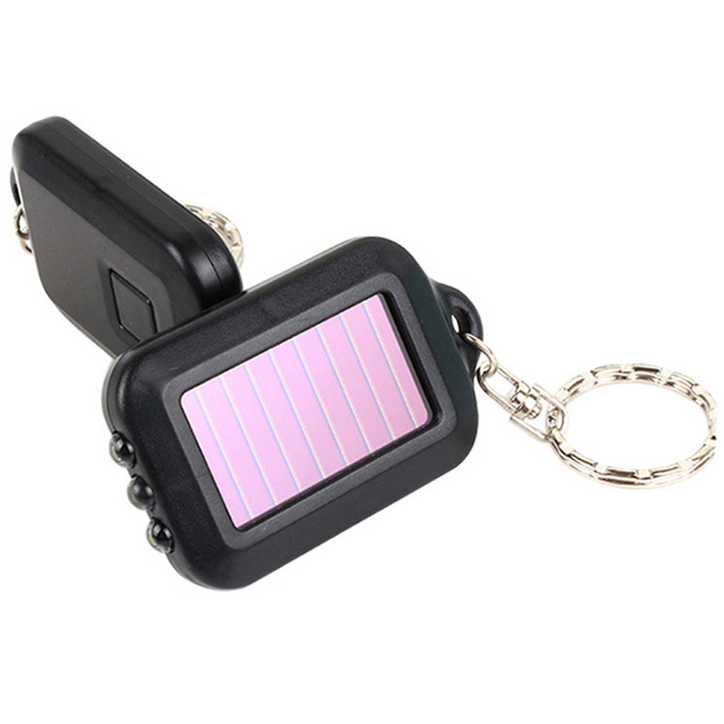 3LED Mini solar keychain , EM-100 solar LED torch with metal ring