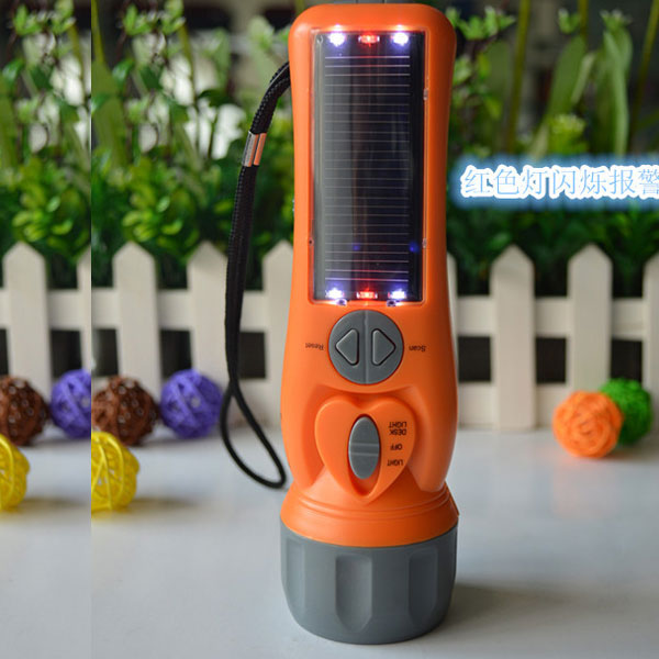 Multifunction solar hand crank flashlight with With FM radio/SOS/compass etc function