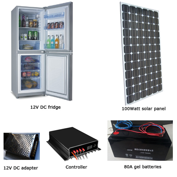 EM-BCD250 250L fridge/freezer + 100W solar panel + 80AH battery set