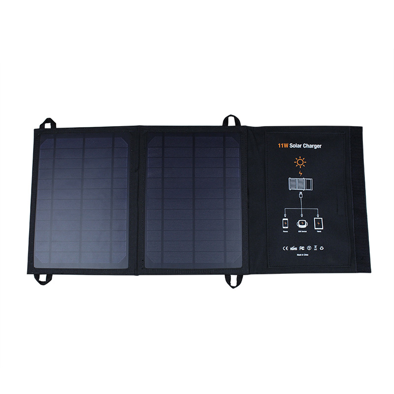 11watt solar mobile phone charger with dual USB can charge 2pcs phone at the same time EM-011